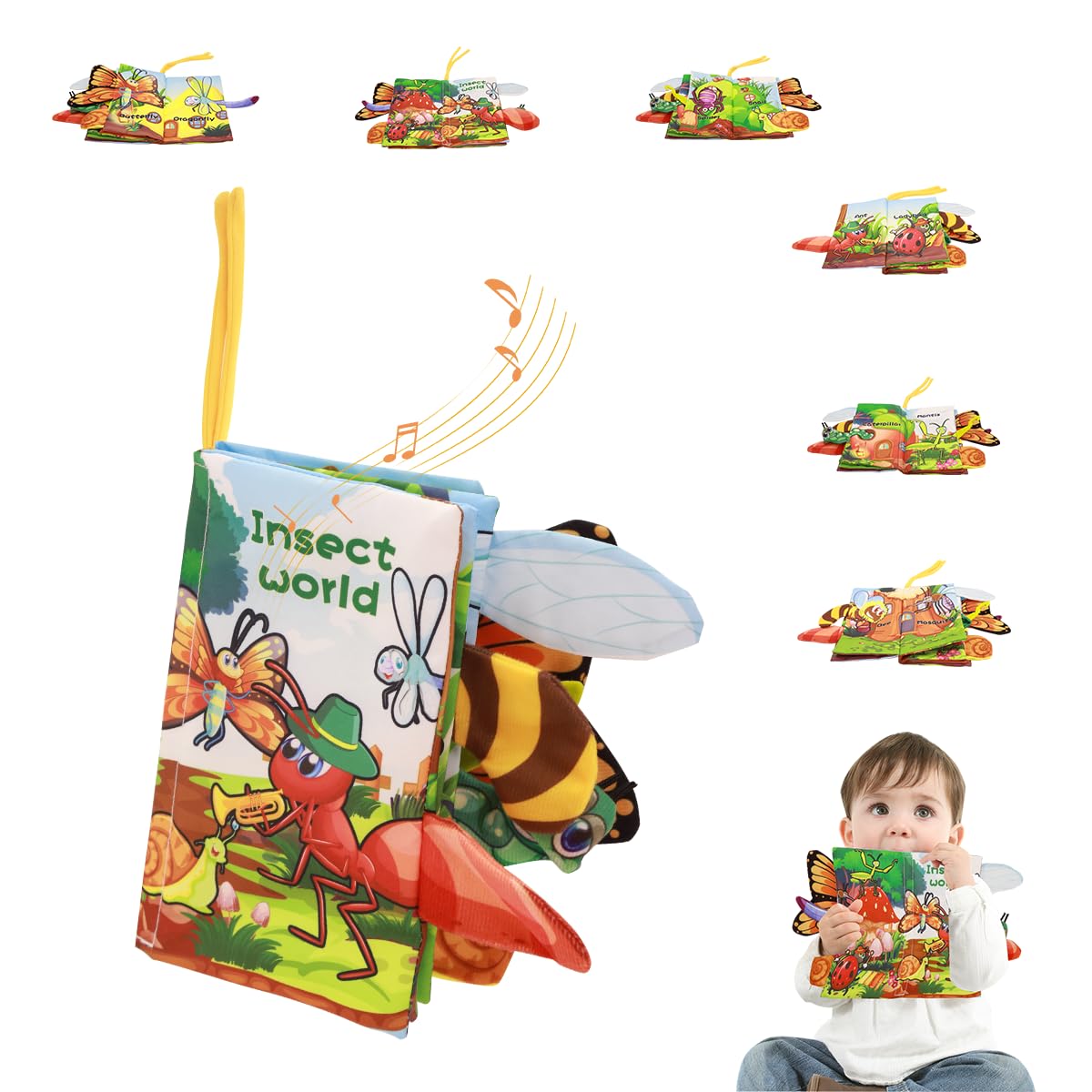 PATPAT 6 Pages Cloth Book for Babies, 3D Cartoon Insect Crinkle Books for Babies 6-12 Month Old Soft Cloth Books, Sensory Toys Book, Early Development Toys Baby Cloth Book for Toddler 3-18 Months PATPAT 6 Pages Cloth Book for Babies, 3D Cartoon Insect Crinkle Books for Babies 6-12 Month Old Soft Cloth Books, Sensory Toys Book, Early Development Toys Baby Cloth Book for Toddler 3-18 Months